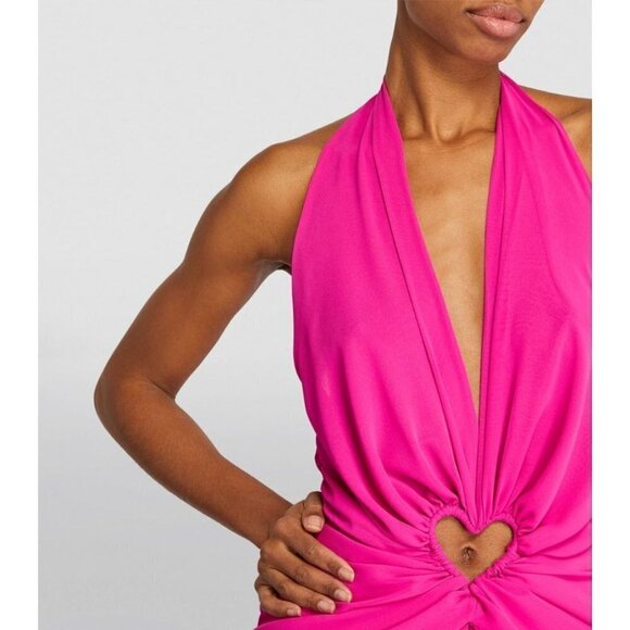 NERVI Maria Clara Feather Dress in Fuchsia 36 New Womens Long Maxi Heart Gown - Picture 13 of 16